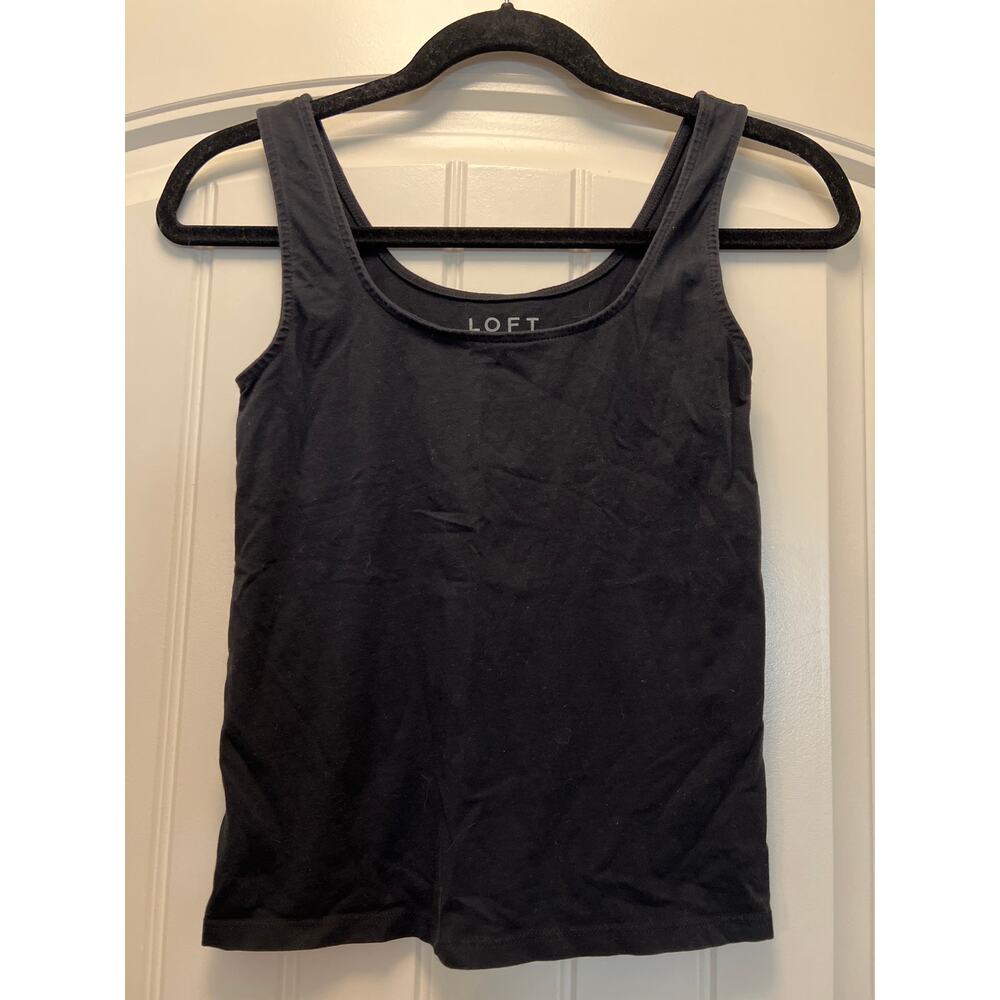 Loft Women’s Sleeveless Square Neck Sexy Summer Pullover Tank Top Size XS Black‎